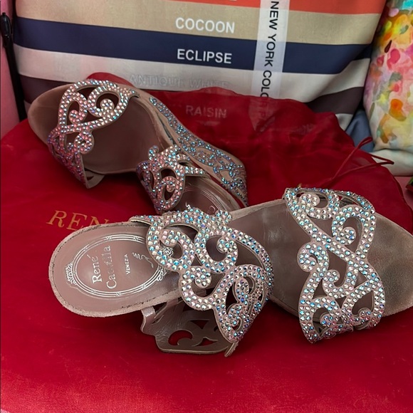 Rene Caovilla Women's Crystal Embellished Wedge Sandals - Silver - Picture 3 of 7